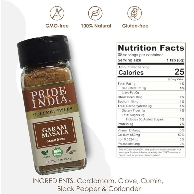 Pride of India - Garam Masala Ground – Warming Spice Blend for Variety of Non-Veg & Veg Dishes