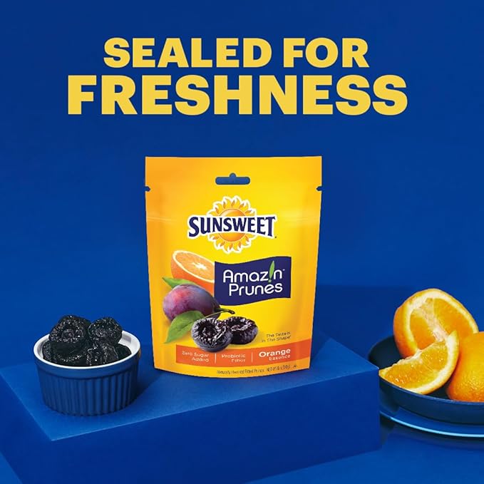 Sunsweet Amazin' Prunes Orange Essence - Prunes Pitted Unsweetened & Dried - Gluten Free, Vegan