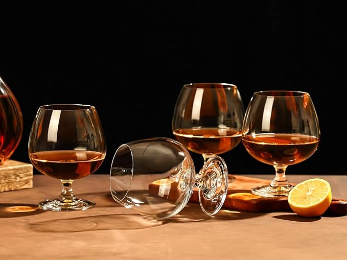 Physkoa 22 oz Large Brandy Snifter Glasses ??Set of 4 Short Stem Giant Brandy & Cognac Glasses for