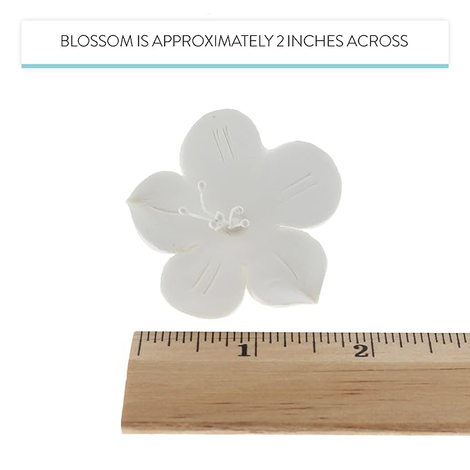 Global Sugar Art Fruit Blossom Sugar Cake Flowers, White with Wires, 12 Count by Chef Alan Tetreault