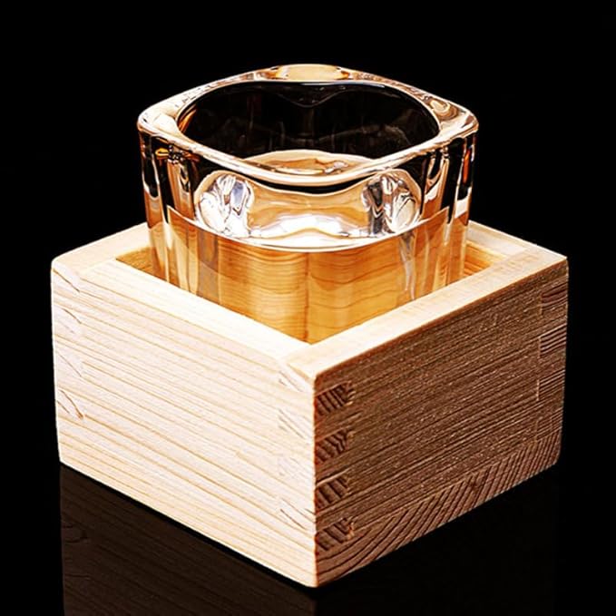 Sake Cup Wooden Box: Japanese Saki Cup Holder Box Square Drinkware Glasses Bottle Container for