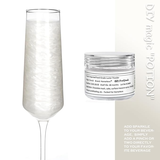 HomeHere Edible Luster Dust Food-Grade Glimmer Powder Glitter for Cake Decorating 7g, Edible