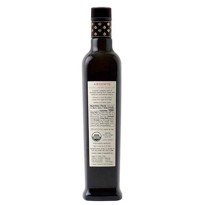 Entimio Ardente +600 mg/kg Polyphenol Rich Organic Extra Virgin Olive Oil, New 2024-2025 Early
