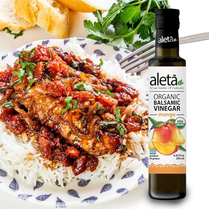 Aleta Farms Balsamic Vinegar, Mango Infused Organic Balsamic Vinegar, Aged, Flavored, USDA Organic