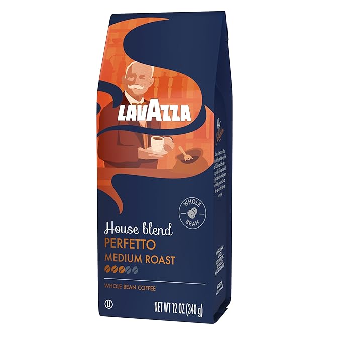 Lavazza House Blend Perfetto Whole Bean Coffee 12oz Bag, Medium Roast, Full-bodied, Intensity 3/5