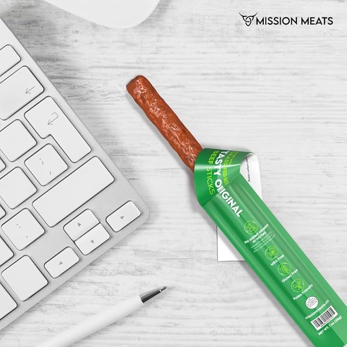 Mission Meats Beef Sticks – 100% Grass Fed & Pasture Raised, Zero Sugar, Gluten Free, Individually