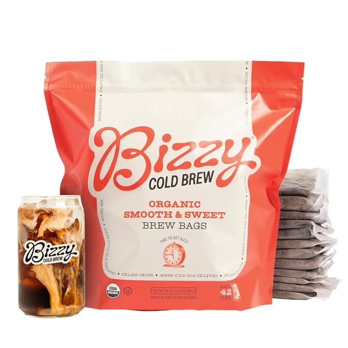 Bizzy Organic Cold Brew Coffee | Smooth & Sweet Blend | Coarse Ground Coffee | Medium Roast | Micro