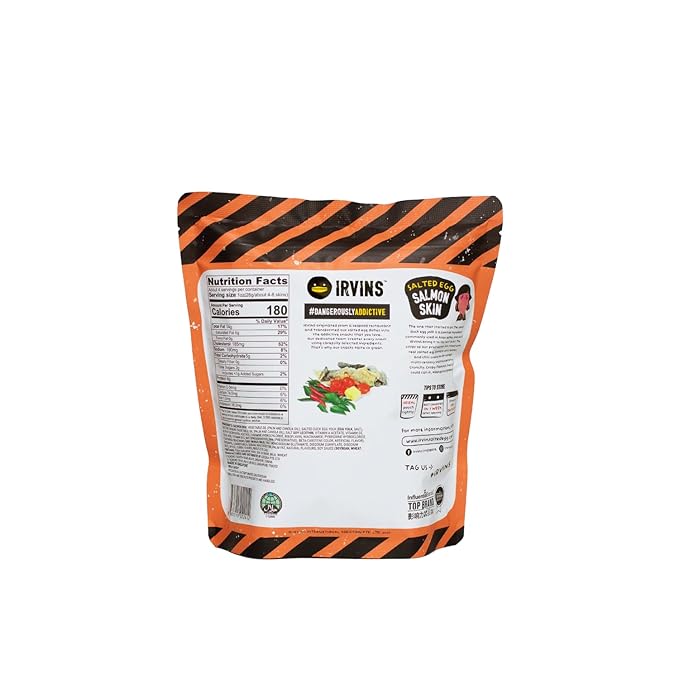 IRVINS Salted Egg Salmon Skin Chips Crisps | Premium Hand Cooked | Halal | High Protein |