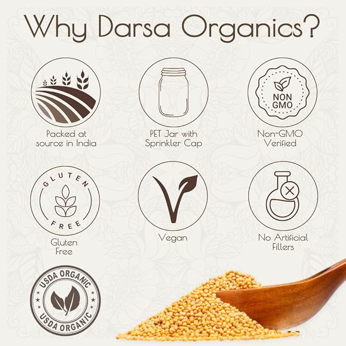 Darsa Organics Yellow Mustard Seed – 5.3oz USDA Organic, Non-GMO, Kosher, Gluten-Free – Perfect for