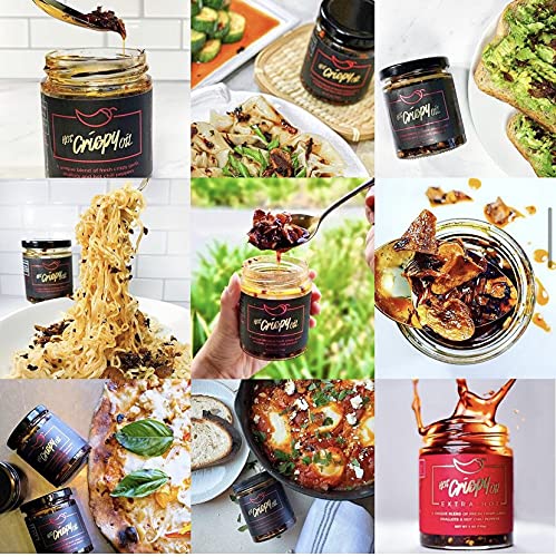 Hot Crispy Oil- Fried garlic, shallots, chili peppers and spices. Flavor bomb, Chili Crisp, Hot