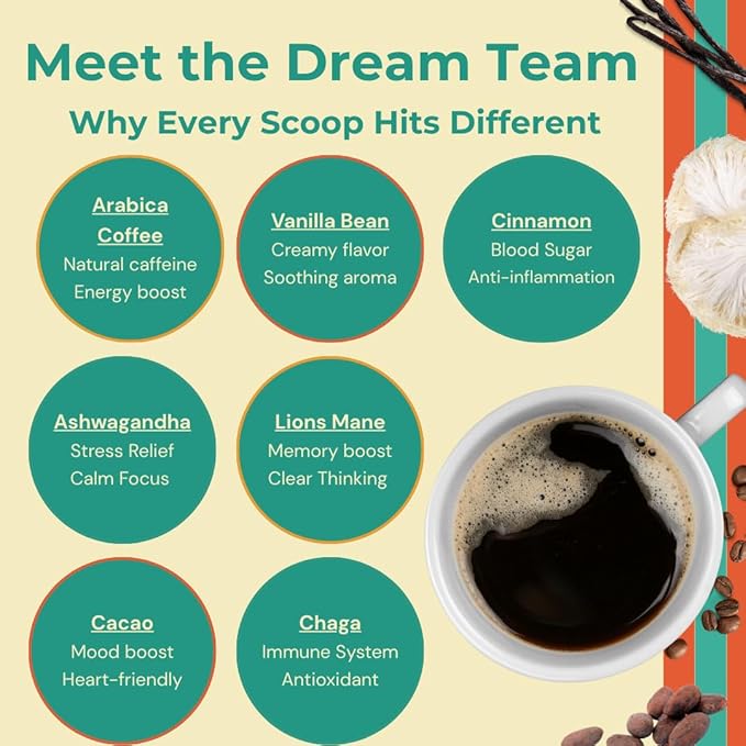 Shroovy Organic Mushroom Coffee | Lion's Mane and Chaga Mushroom | Instant Mushroom Coffee |