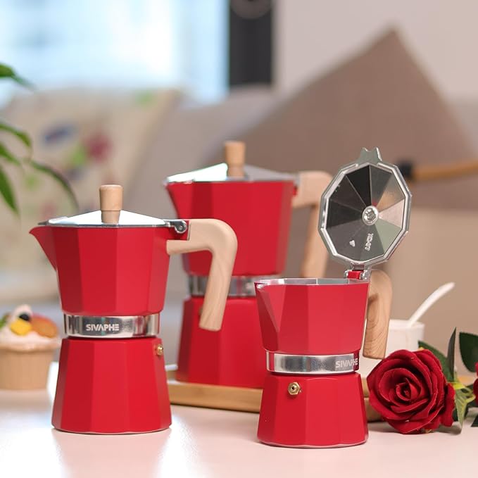 Sivaphe Aluminum Moka Pot 6 Espresso Cups, Percolator Espresso and Coffee Maker, Portable Stovetop