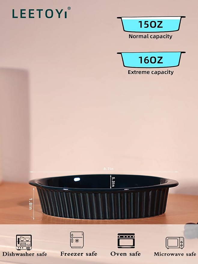 LEETOYI Porcelain Small Oval Au Gratin Pans,Set of 4 Baking Dish Set for 1 or 2 person servings