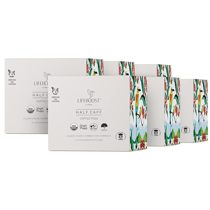 Lifeboost Half Caff Coffee K Cups - Low Acid Half Caff Coffee Pods - Single Origin Non-GMO Mold