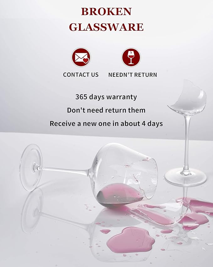 JBHO Hand Blown Italian Style Crystal Bordeaux Wine Glasses - Great Gift Packaging - Red Wine