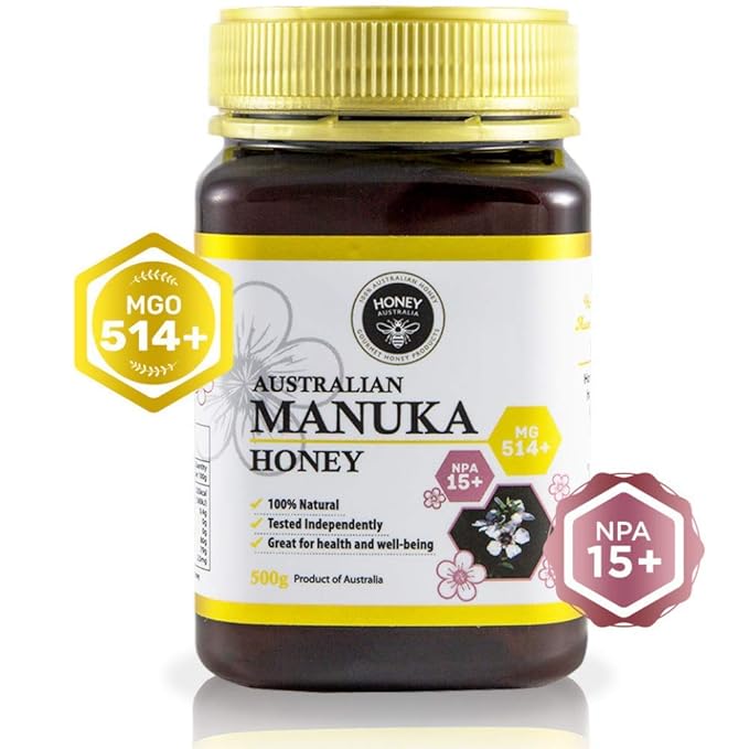 Honey Australia Manuka Honey MGO 514+ | 17.6 oz | Raw, Organic, Pure Certified Australian Honey for