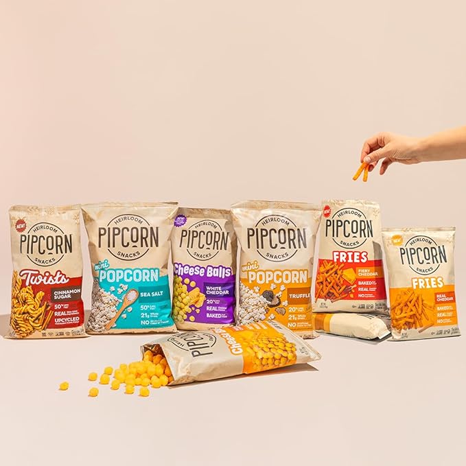 Heirloom Baked Cheddar Fries by Pipcorn - 5oz 6pk - Healthy Snacks, Gluten Free Snacks, Non-GMO