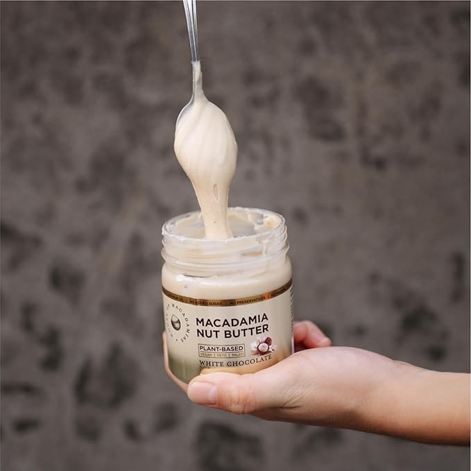 Macadamia Nut Butter, White Chocolate - 1 x 8.8oz - No Added Sugar, No Palm Oil, Plant-based, No