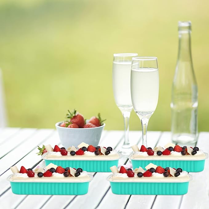 LNYZQUS Aluminum Foil Mini Loaf Pans With Lids 50 Pack, 6.8oz Rectangle Baking Cups Muffin