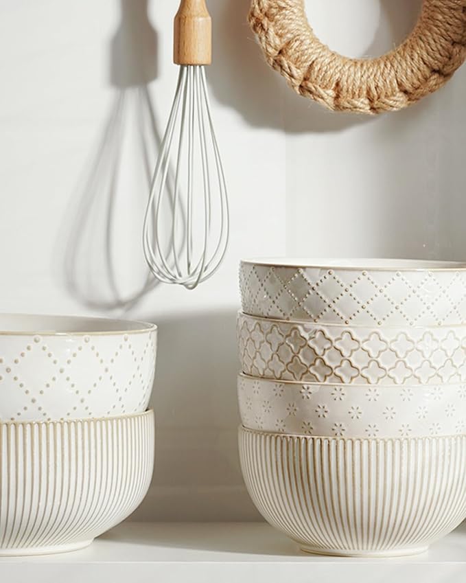 getstar Large Serving Bowls (9.5 inch & 92 fl oz), Ceramic Salad Bowl Set of 2, Microwave and