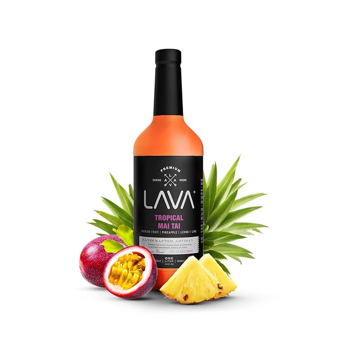 (3 Pack) LAVA Premium Tropical Mai Tai Cocktail Mix made with real passion fruit, pineapple, lemon