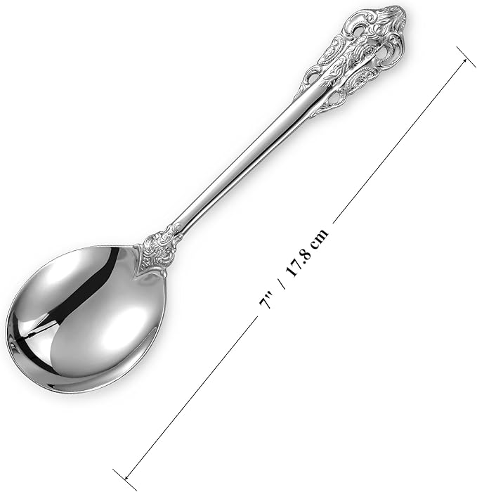 KEAWELL Gorgeous Round Soup Spoon, Set of 4, 18/10 Stainless Steel, Luxury Bouillon Spoon