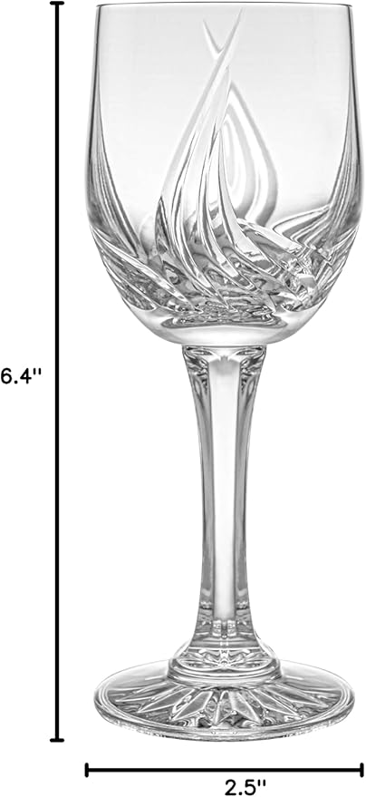 Barski Wine - Glass - Cordial - Sherry - Set of 6 - Glasses - Crystal - Hand Cut - Stemmed - 4.5