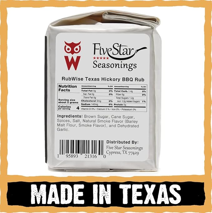 RubWise Texas Style BBQ Hickory Rub (1lb) No MSG | Meat Seasoning Spice & Dry Rub for Smoking and