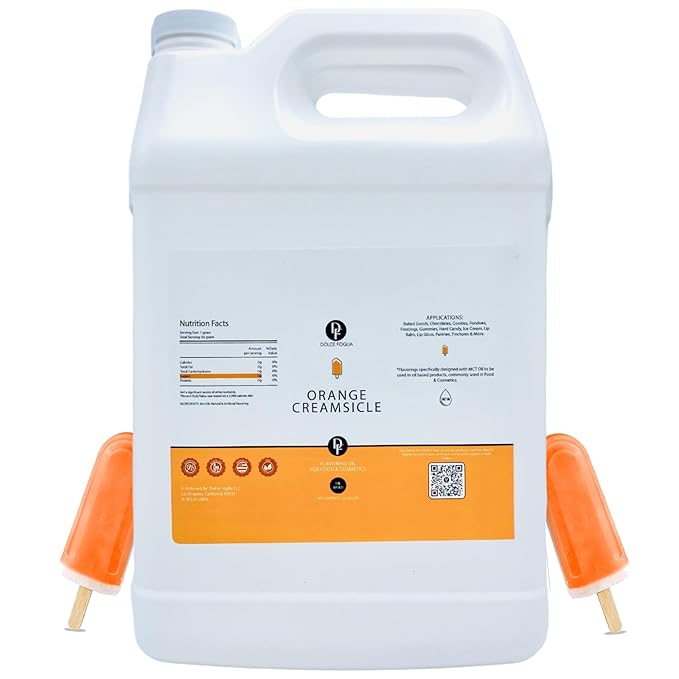 Dolce Flav Orange Creamsicle Extract - 1 Gallon Oil-Soluble Multipurpose Flavoring Ideal for Candy
