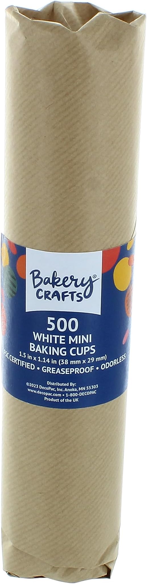 Bakery Crafts White Mini Baking Cups, 1.2" Cupcake Cases, Greaseproof Paper Liners for Mini