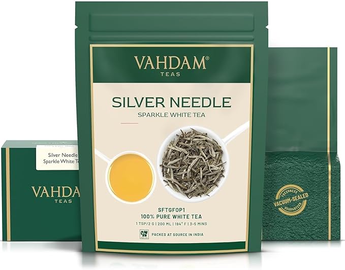 VAHDAM, Silver Pine Needle White Tea Loose Leaf 50g | Caffeine Free, Gluten Free | Pure Unblended