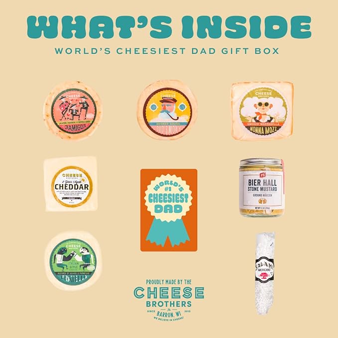 Cheese Bros. World's Cheesiest Dad Father's Day Gift Box | Wisconsin Made | Includes Italian