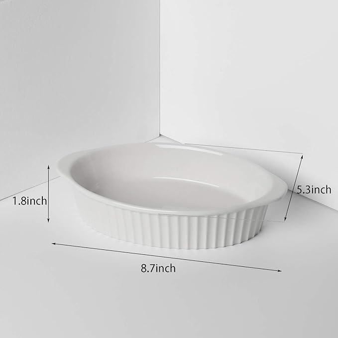 LEETOYI Porcelain Small Oval Au Gratin Pans, Set of 4 Baking Dish Set for 1 or 2 person servings
