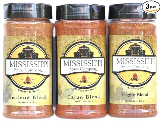 Mississippi Spice Company Premium Rubs & Seasonings, Seafood, Cajun and Veggie Blends, Skins and