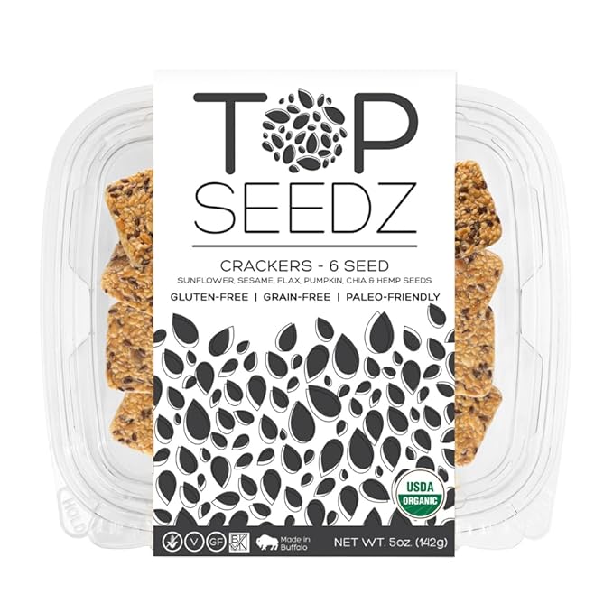 Top Seedz Certified Organic Gluten Free 6 Seed Crackers | 6-Pack | 5 Ounces | Healthy Vegan