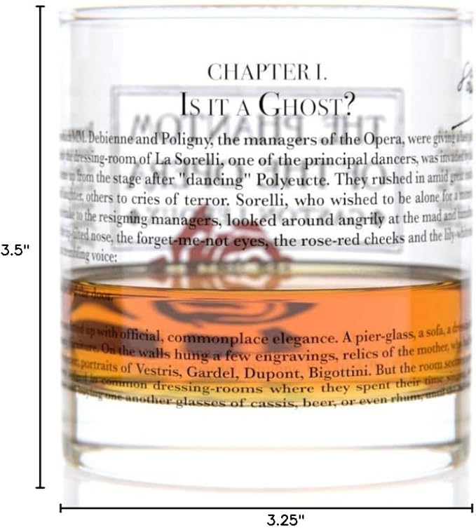 Well Told Classic Literature Rocks Glass - The Phantom of the Opera by Gaston Leroux - Old