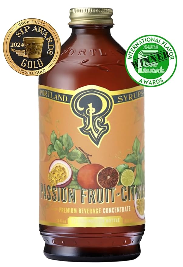 Portland Syrups Passion Fruit Citrus Syrup - Craft Tropical Sensations for Cocktails, Mocktails