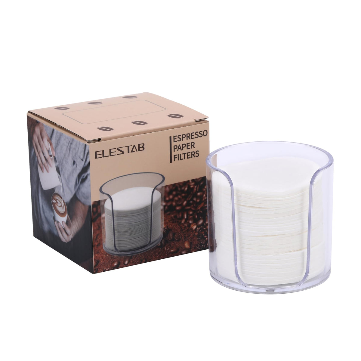 ELESTAB Espresso Paper Filter 58mm, 300pcs Disposable Espresso Puck Paper Filters and Filter