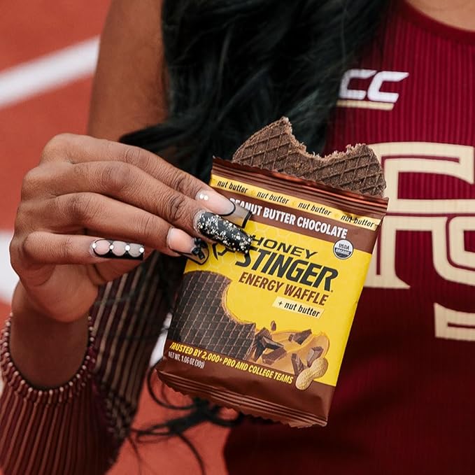Honey Stinger Organic Peanut Butter Chocolate Waffle, Energy Stroopwafel for Exercise, Endurance