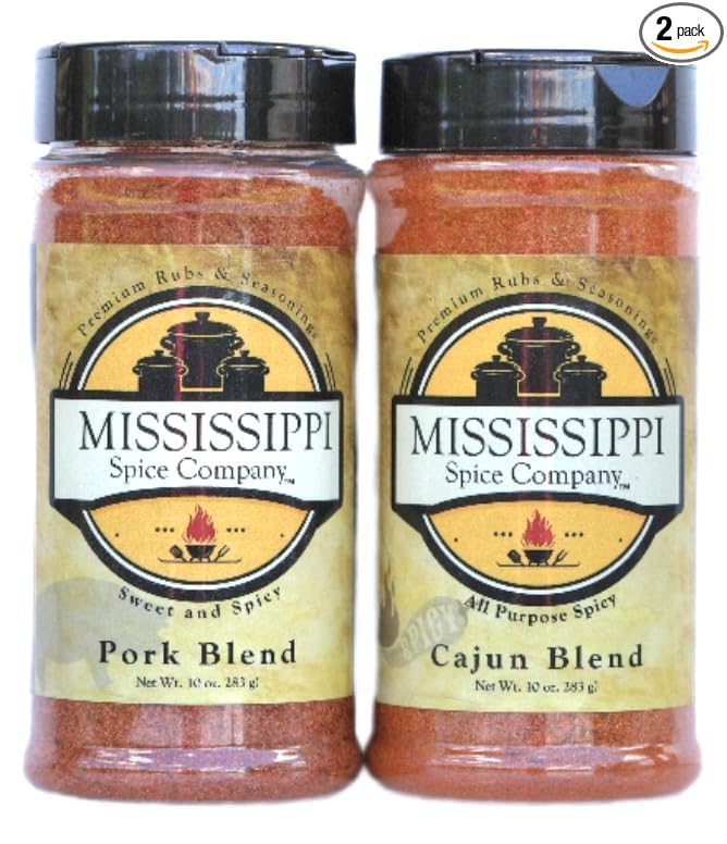 Mississippi Spice Company Premium Rubs & Seasonings, Pork and Cajun Blend, Sweet Heat, 10 oz (2