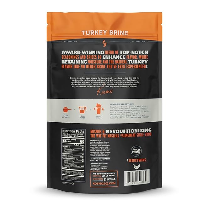 Kosmos Q Turkey Brine Soak, Brown Sugar & Worcestershire Spice Mix for Whole, Smoked, Oven Roasted