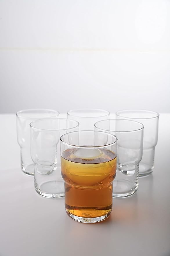 LEMONSODA Stackable Iced Coffee Glasses Set of 6, 48-15 and 21oz Drinking Glasses for Lattes, Tea