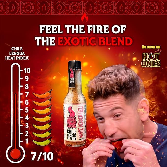 Hot Sauce | Chile Lengua de Fuego (Pack of 3, White Pepper Hell) – Super Hot White Pepper, Garlic &