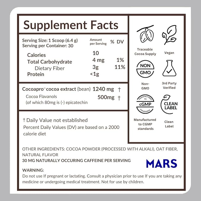 CocoaVia Cardio Health Cocoa Powder, 30 Servings, 500mg Cocoa Flavanols, Support Heart Health