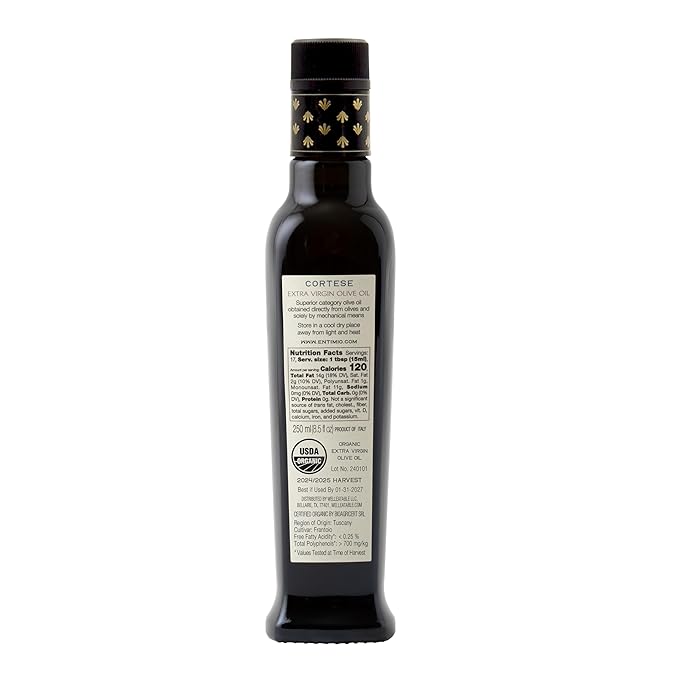 Entimio Cortese +700 mg/kg Polyphenol Rich Organic Extra Virgin Olive Oil, New 2024-2025 Early