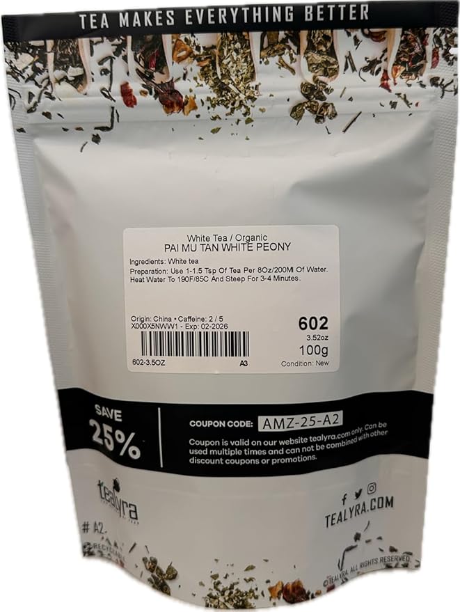 Tealyra - White Peony - Bai Mu Tan White Loose Leaf tea - Premium Chinese White Tea - Caffeine