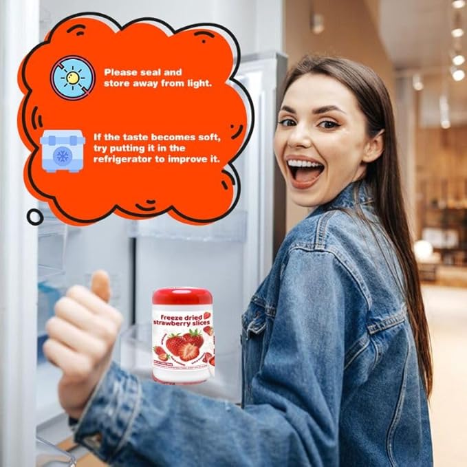 Freeze-Dried Strawberry Slices 5.6oz Jar - 100% Natural Crispy Strawberry Fruit Snack, Vegan