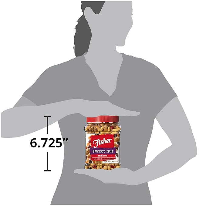 Fisher Snack Sweet Nut Bulk Trail Mix, 38 oz (Pack of 1), Honey Roasted Peanuts, Raisins, Frosted
