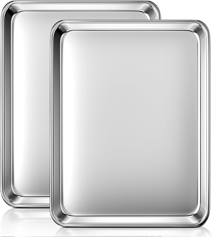 Baking Sheet Set of 2, Commercial Grade Stainless Steel Cookie Sheets for Baking, 18 x 13 Inch