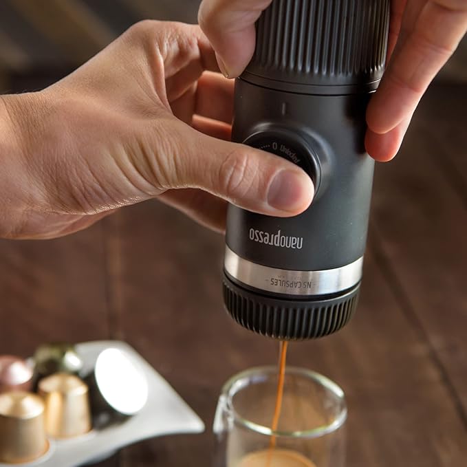 WACACO Nanopresso Portable Espresso Maker Bundled with NS Adapter, Compatible with NS Capsules and